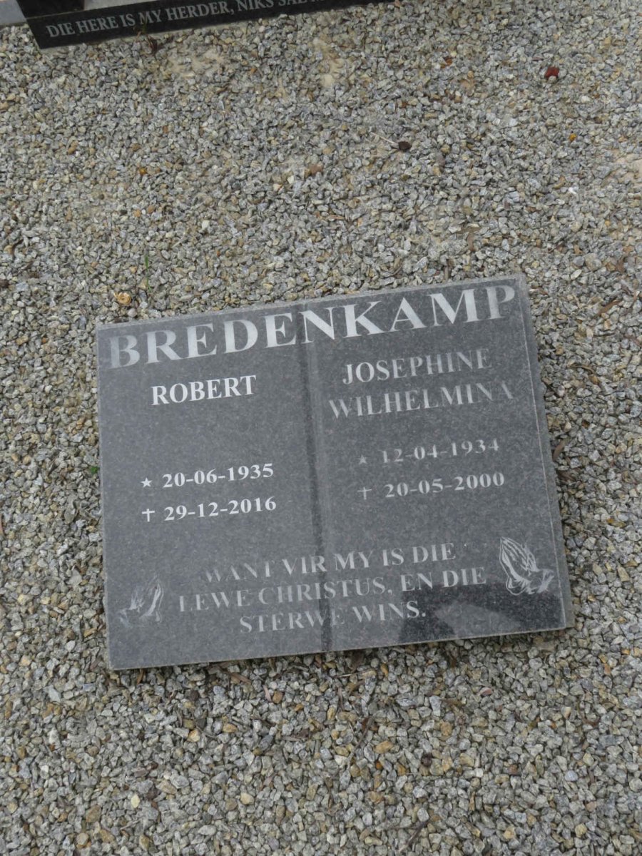 BREDENKAMP Robert 1935-2016 & Josephine Wilhelmina 1934-2000
