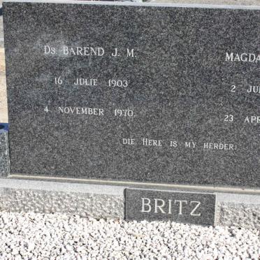 BRITZ Barend J.M. 1903-1970 &amp; Magdalena C. 1910-1983
