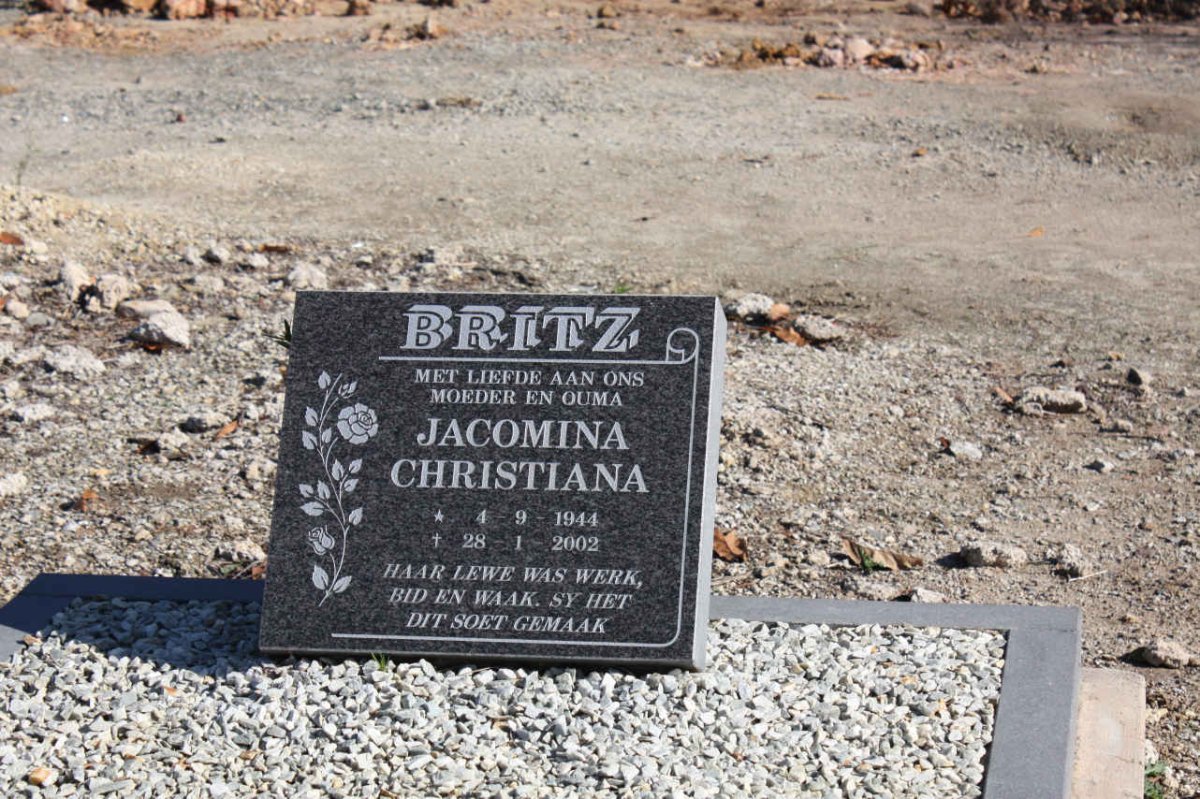 BRITZ Jacomina Christiana 1944-2002