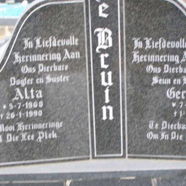 BRUIN Gerhard, de 1967-1990 :: BRUIN Alta, de 1968-1990