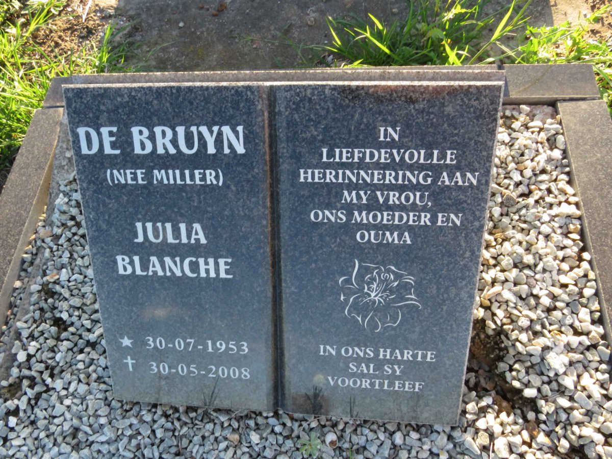 BRUYN Julia Blanche, de nee MILLER 1953-2008