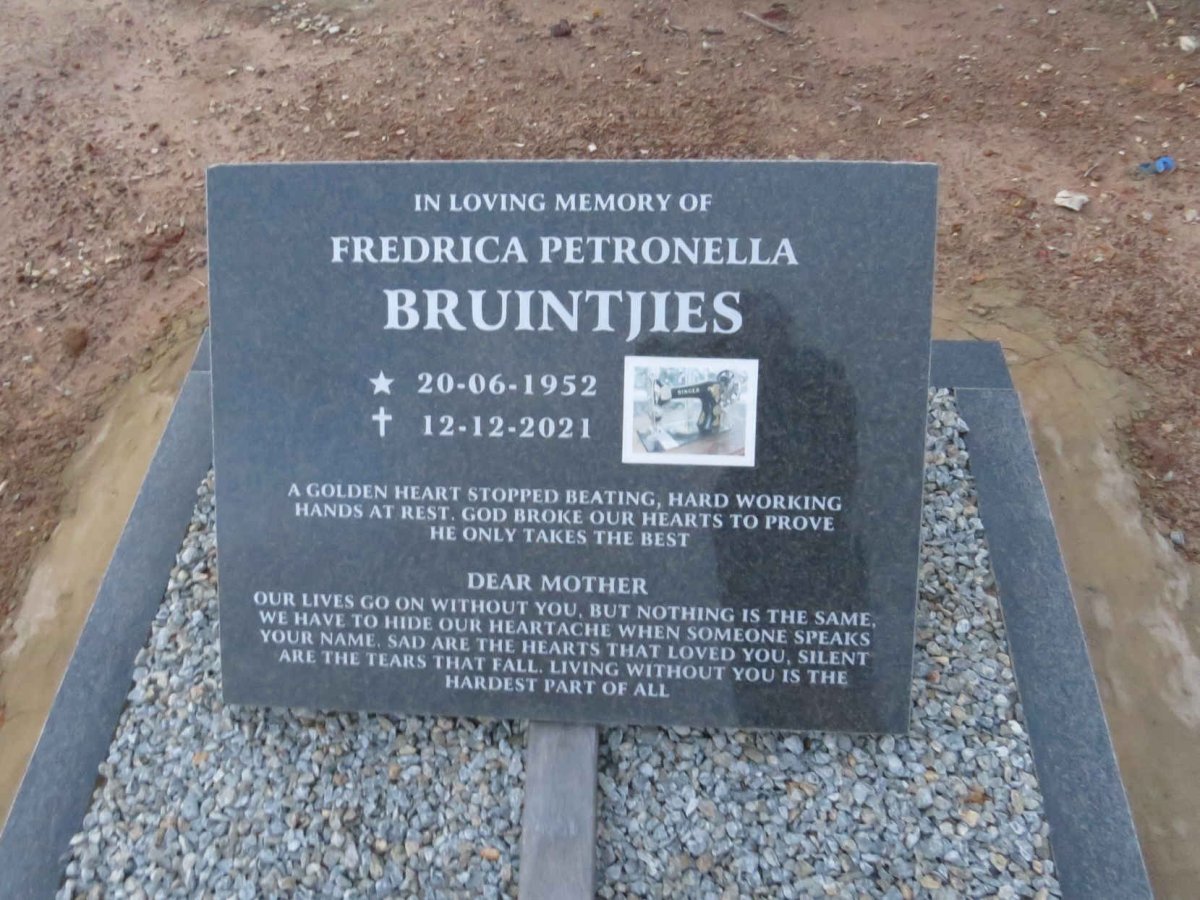 BRUINTJIES Fredrica Petronella 1952-2021