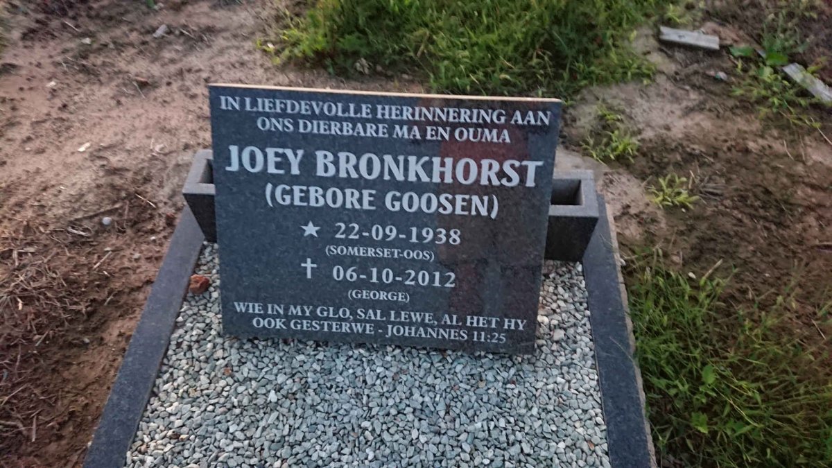 BRONKHORST Joey nee GOOSEN 1938-2012