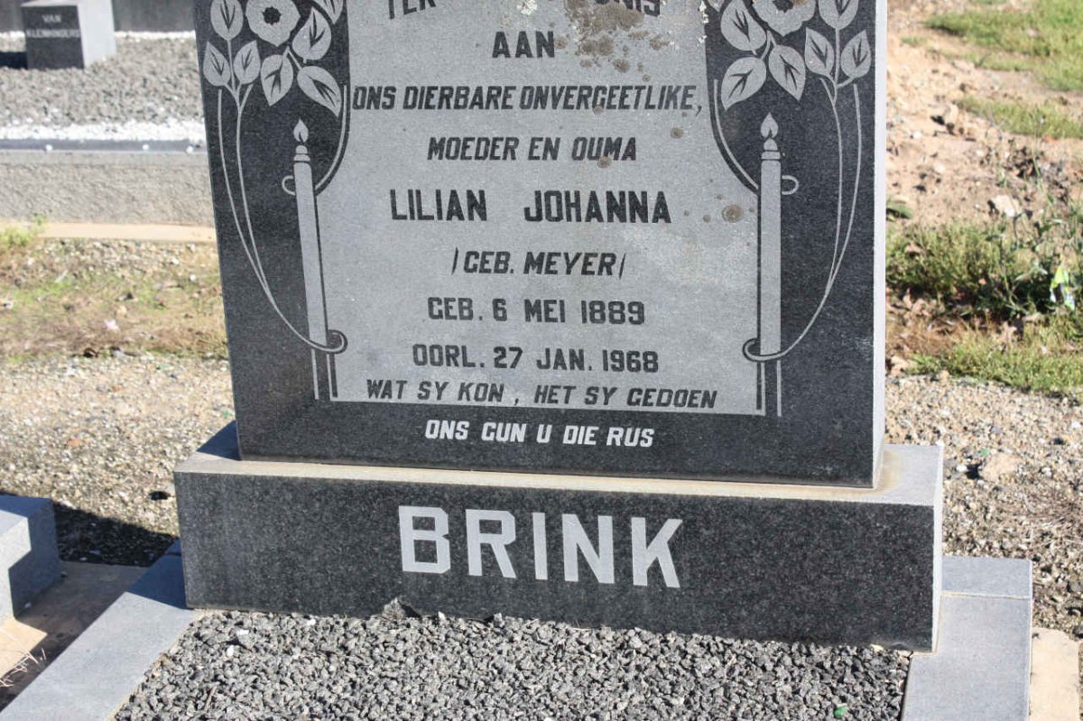 BRINK Lilian Johanna nee MEYER 1889-1968