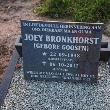 BRONKHORST Joey nee GOOSEN 1938-2012