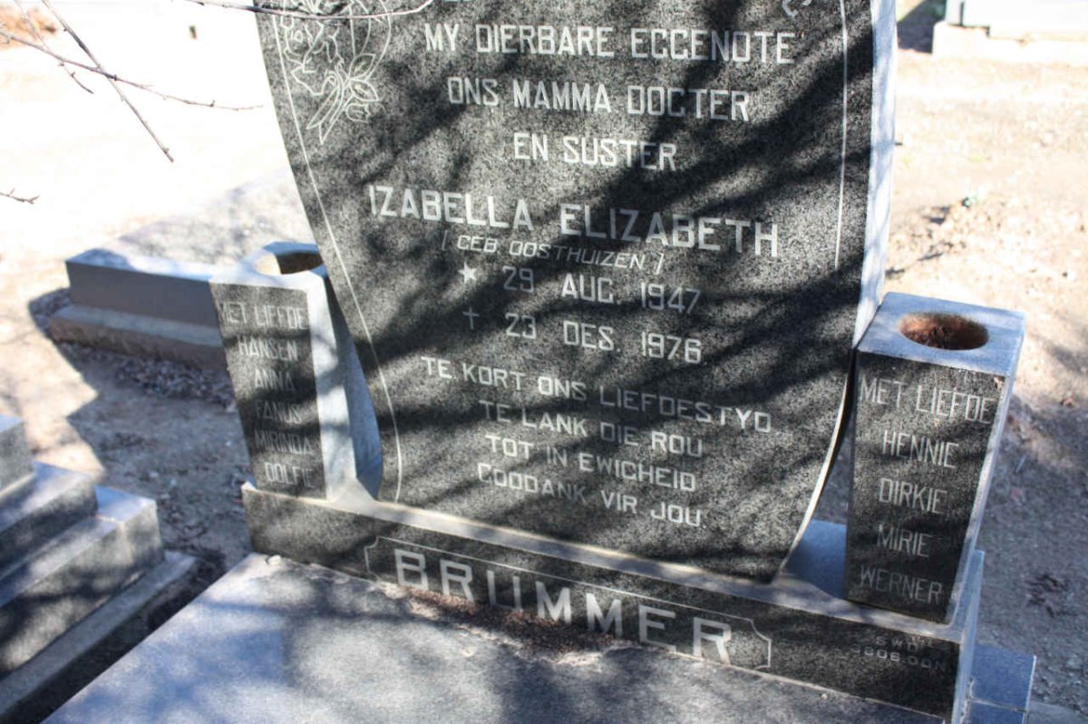 BRUMMER Izabella Elizabeth nee OOSTHUIZEN 1947-1976