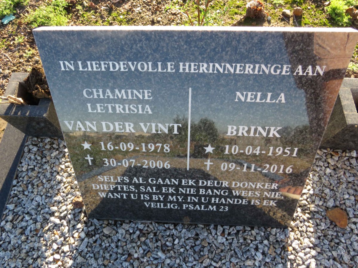 BRINK Nella 1951-2016 :: VAN DER VINT Chamine Letrisia 1978-2006