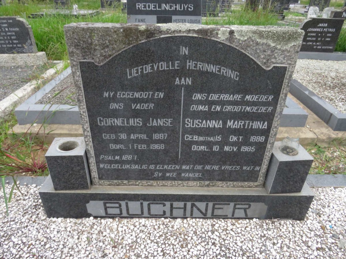 BUCHNER Cornelius Janse 1887-1968 &amp; Susanna Marthina BOTHA 1888-1985