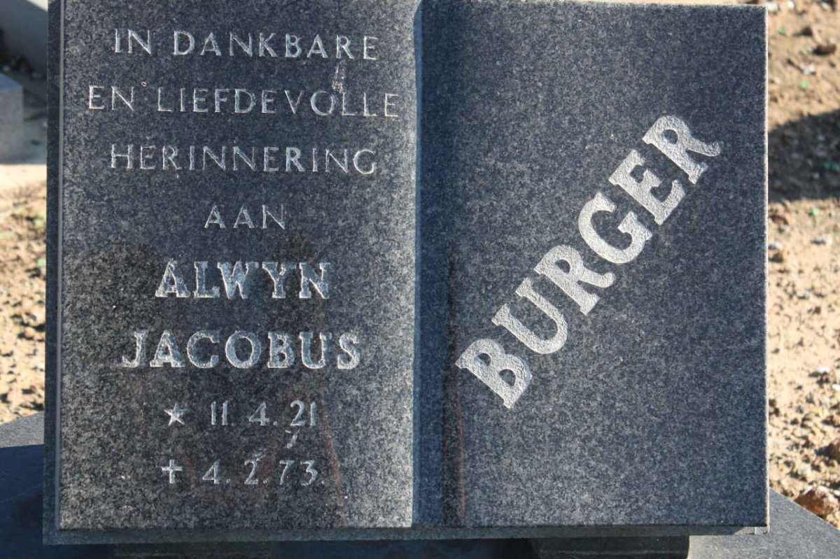 BURGER Alwyn Jacobus 1921-1973
