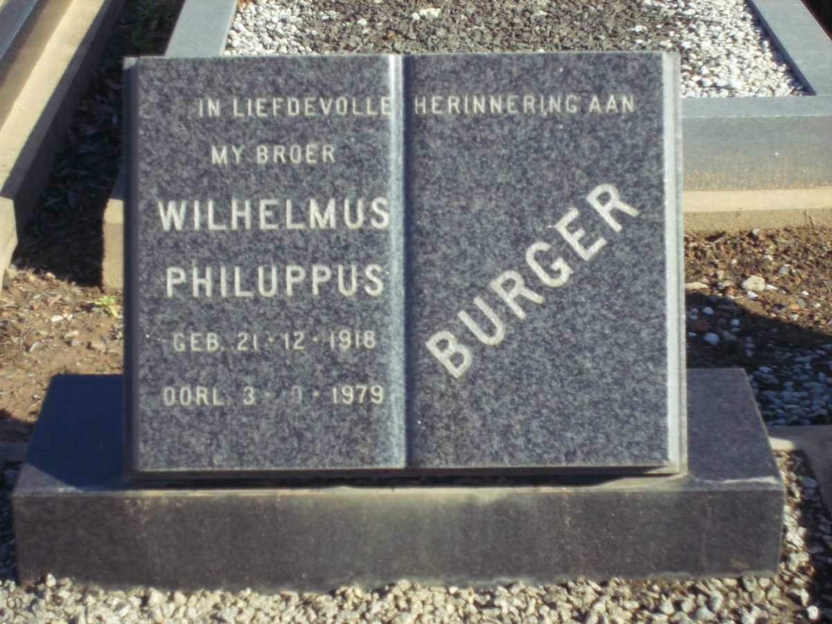 BURGER Wilhelmus Philuppus 1918-1979