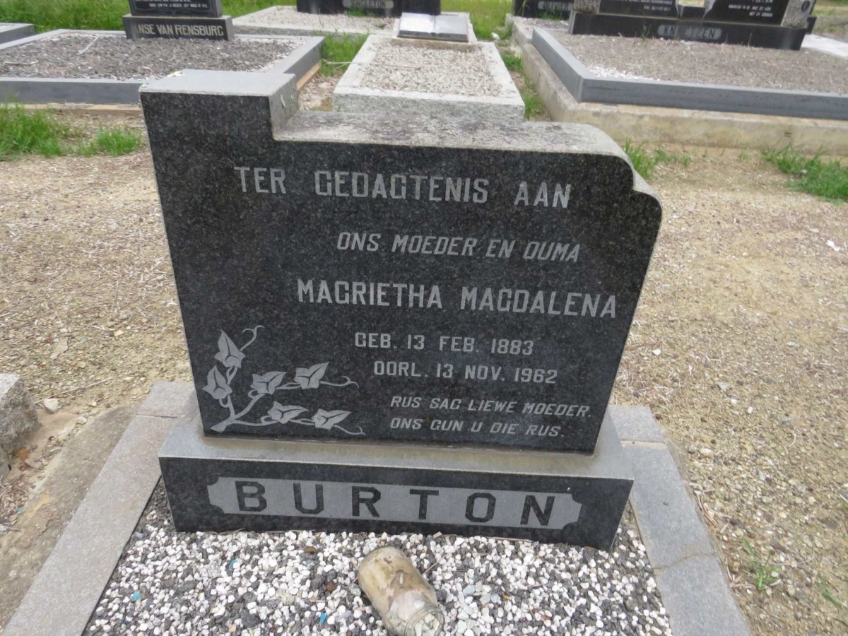 BURTON Magrietha Magdalena 1883-1962