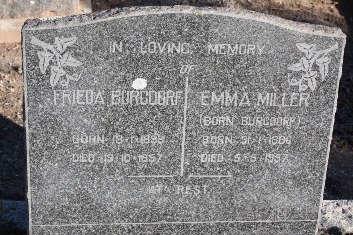 BURGDORF Frieda 1888-1957 :: MILLER Emma nee BURGDORF 1886-1957