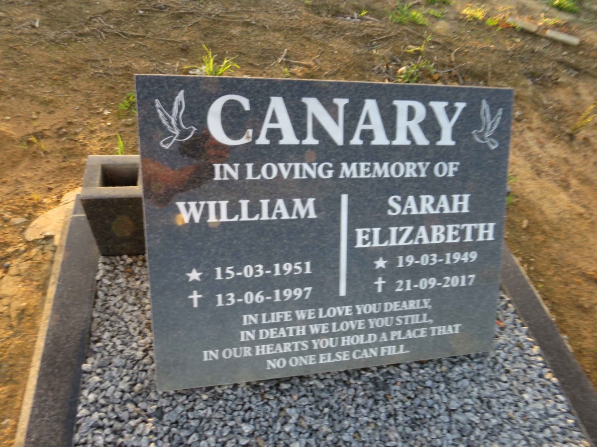 CANARY William 1951-1997 & Sarah Elizabeth 1949-2017