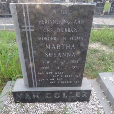 COLLER Martha Susanna, van 1892-1973