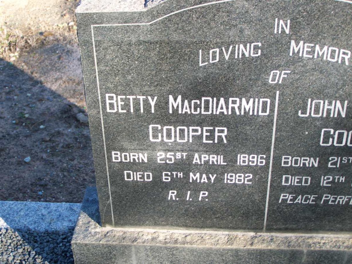 COOPER John Hubert 1883-1965 &amp; Betty MacDiarmid 1896-1982 _1