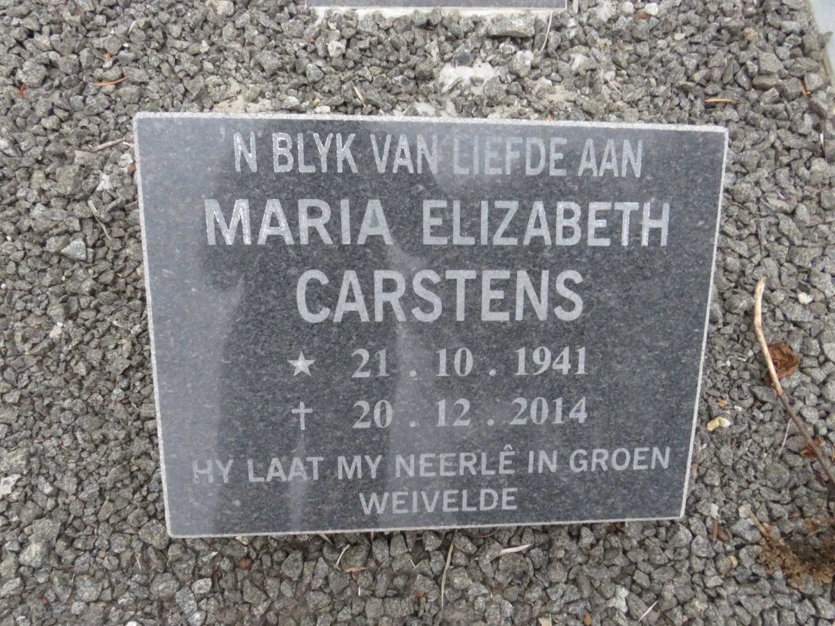 CARSTENS Maria Elizabeth 1941-2014