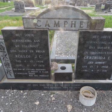 CAMPHER Roelof J.C. 1904-1973 &amp; Gertruida E. GERBER 1908-1981