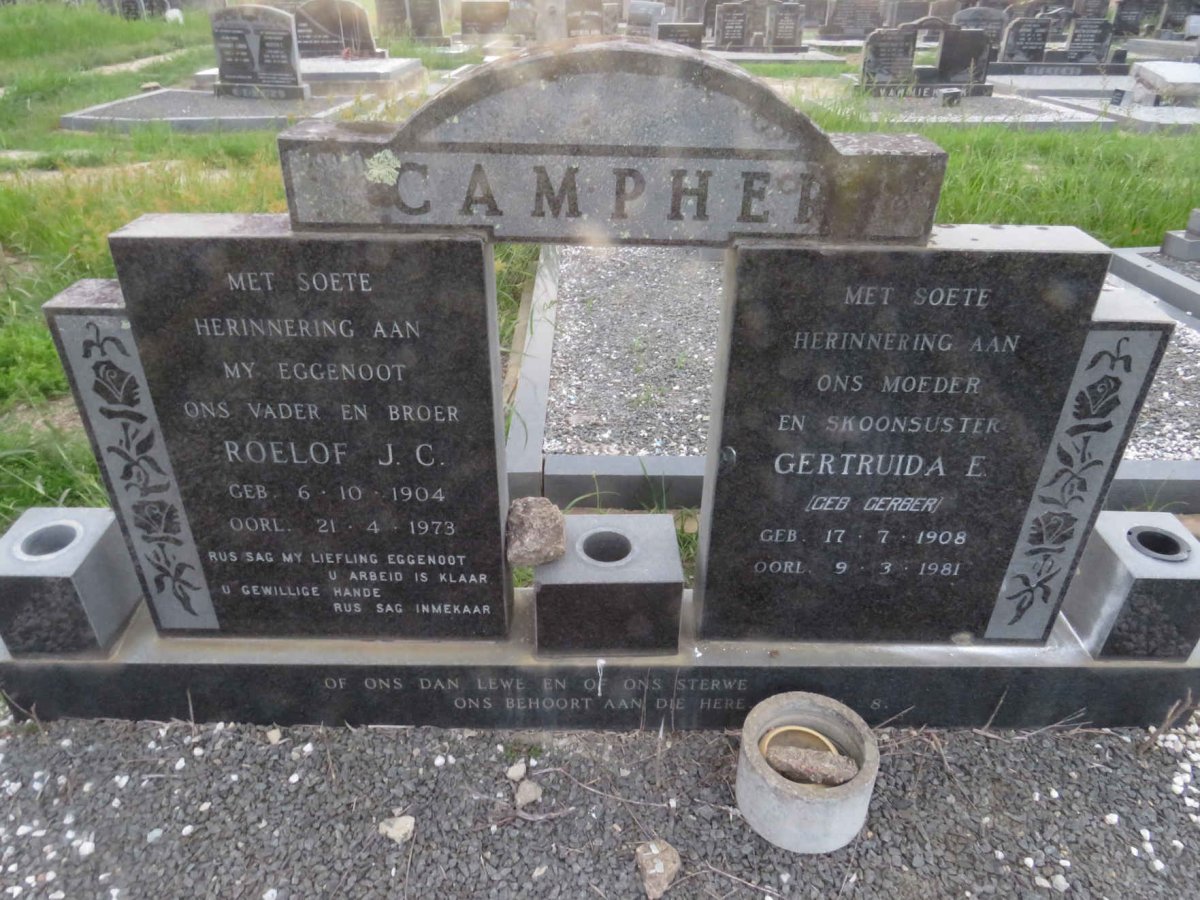 CAMPHER Roelof J.C. 1904-1973 &amp; Gertruida E. GERBER 1908-1981