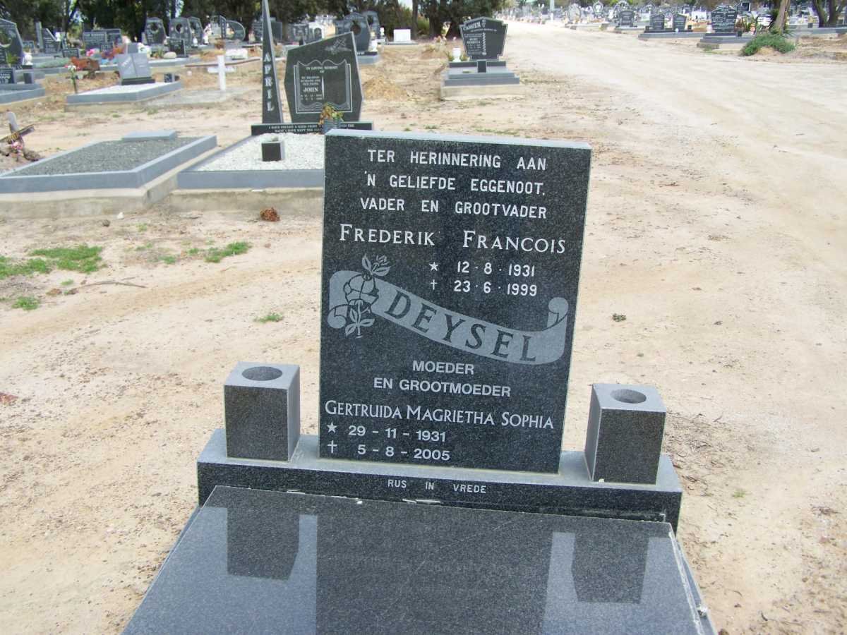 DEYSEL Frederik Francois 1931-1999 &amp; Gertruida Margrietha Sophia 1931-2005