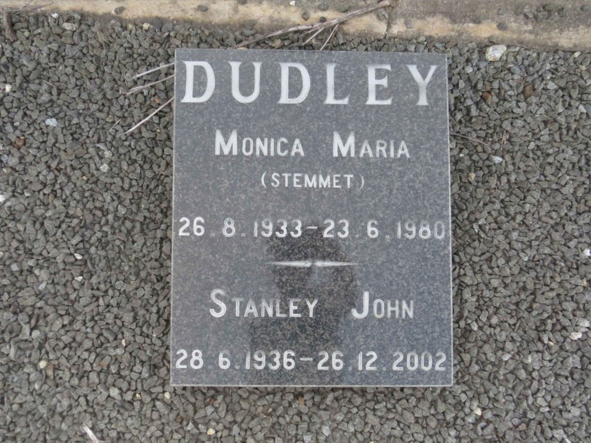 DUDLEY Stanley John 1936-2002 &amp; Monica Maria STEMMET 1933-1980