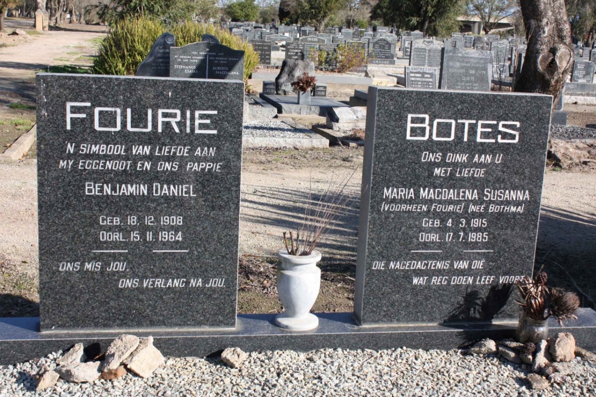 FOURIE Benjamin Daniel 1908-1964 :: BOTES Maria Magdalena Susanna voorheen FOURIE nee BOTHMA 1915-1985
