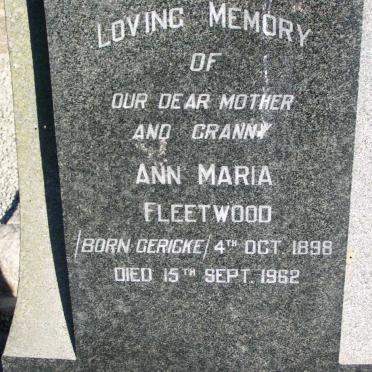 FLEETWOOD  Ann Maria nee GERICKE  1898-1962