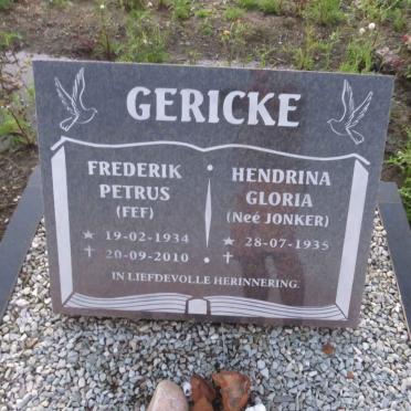 GERICKE Frederik Petrus 1934-2010 & Hendrina Gloria JONKER 1935-