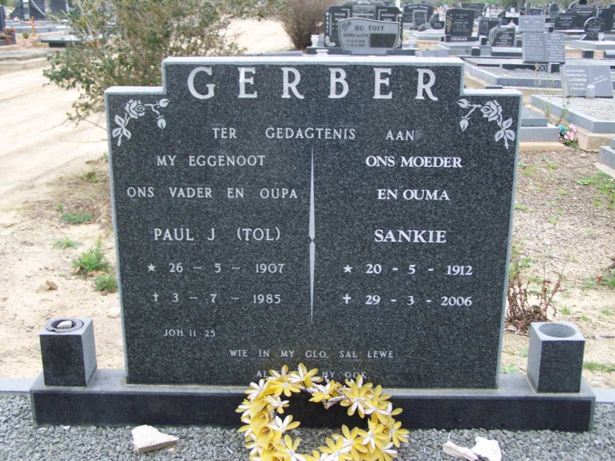 GERBER Paul J. 1907-1985 &amp; Sankie 1912-2006