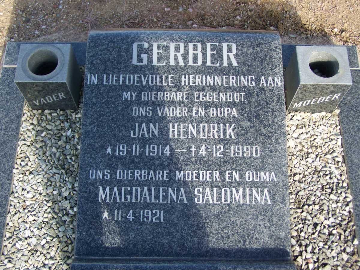 GERBER Jan Hendrik 1914-1990 &amp; Magdalena Salomina 1921-