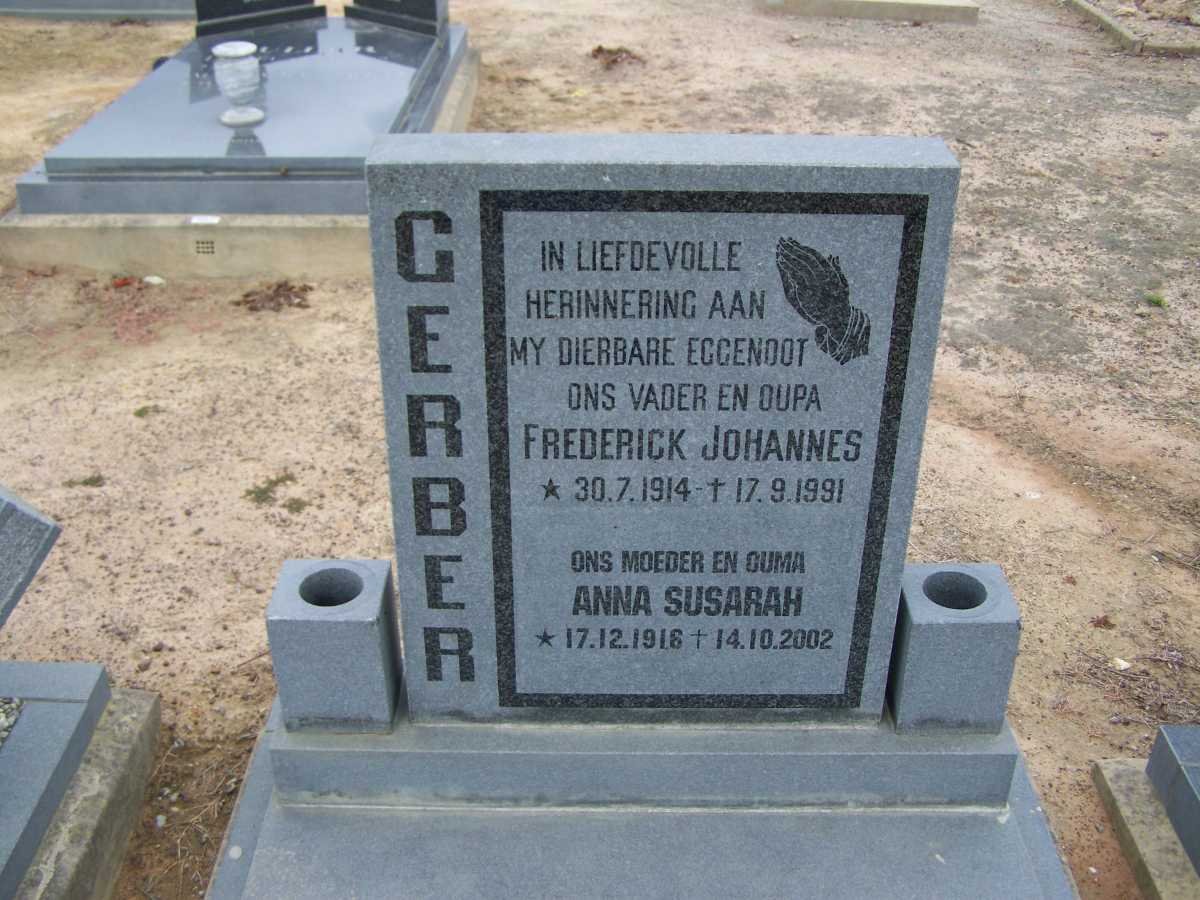 GERBER Frederick Johannes 1914-1991 &amp; Anna Susarah 1916-2002