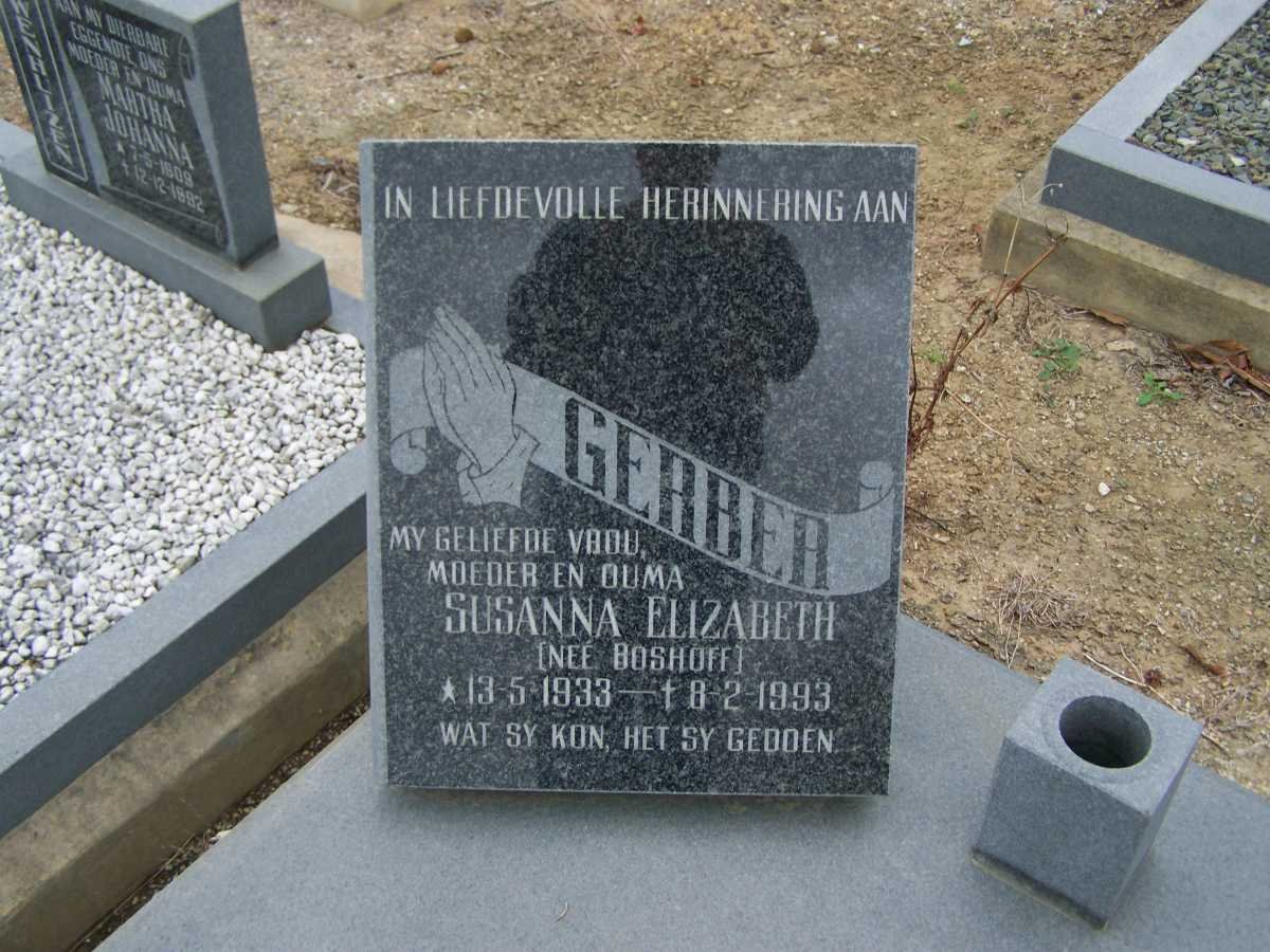 GERBER Susanna Elizabeth nee BOSHOFF 1933-1993