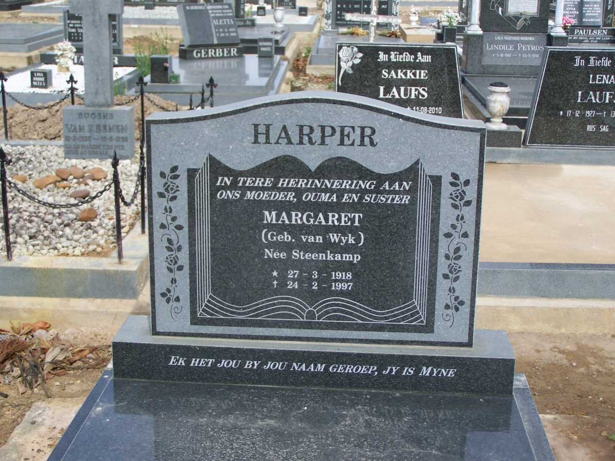 HARPER Margaret formerly STEENKAMP nee VAN WYK 1918-1997