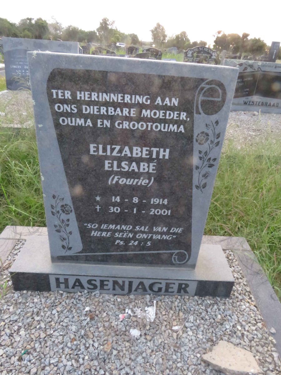 HASENJAGER Elizabeth Elsabe nee FOURIE 1914-2001