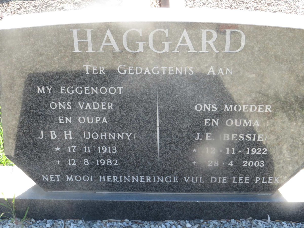 HAGGARD J.B.H. 1913-1982 & J.E. 1922-2003
