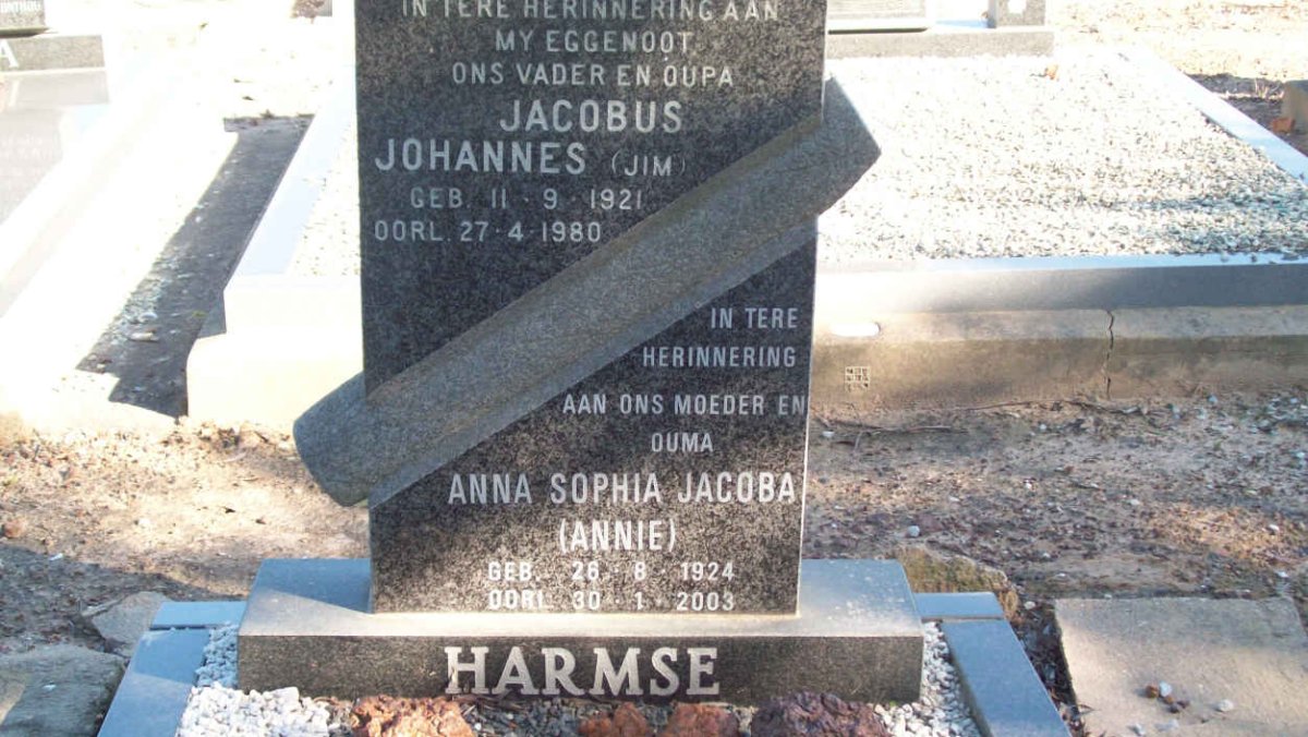 HARMSE Jacobus Johannes 1921-1980 &amp; Anna Sophia Jacoba 1924-2003