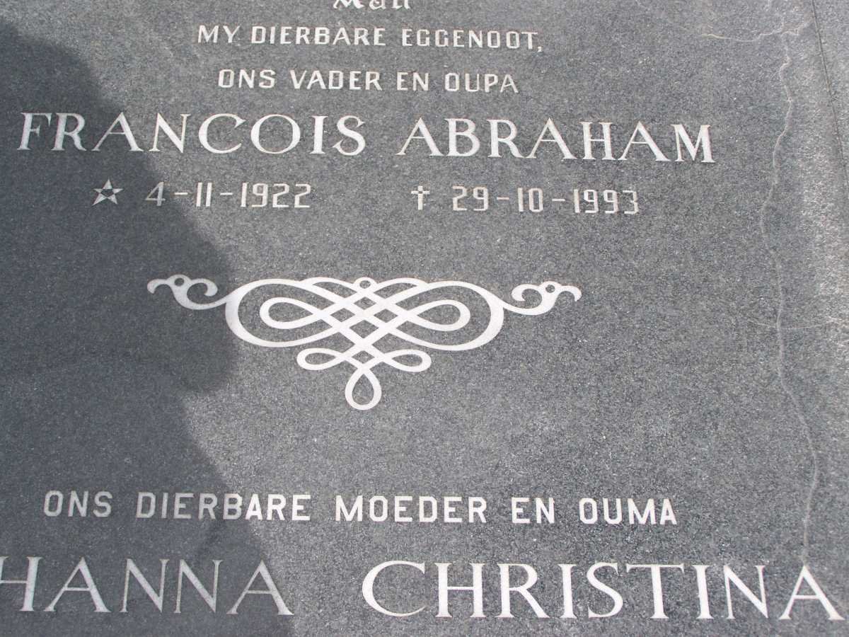 JOUBERT Francois Abraham 1922-1993 &amp; Johanna Christina BRITZ 1925-2007