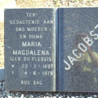 JACOBSZ Maria Magdalena nee DU PLESSIS 1897-1979