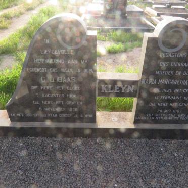 KLEYN C.J. 1908-1978 &amp; Maria Margaretha MINNIE 1915-1987