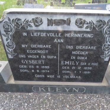 KLEYN Gysbert 1895-1974 & Emily LE ROUX 1898-1991