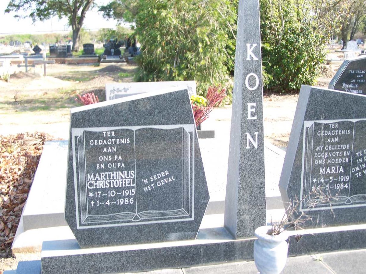 KOEN Marthinus Christoffel 1915-1986 &amp; Maria 1919-1984