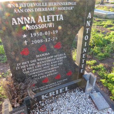 KRIEL Anna Aletta nee ROSSOUW 1950-2008