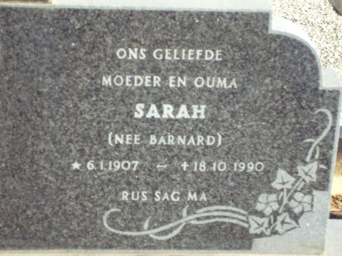KAPP Sarah nee BARNARD 1907-1990