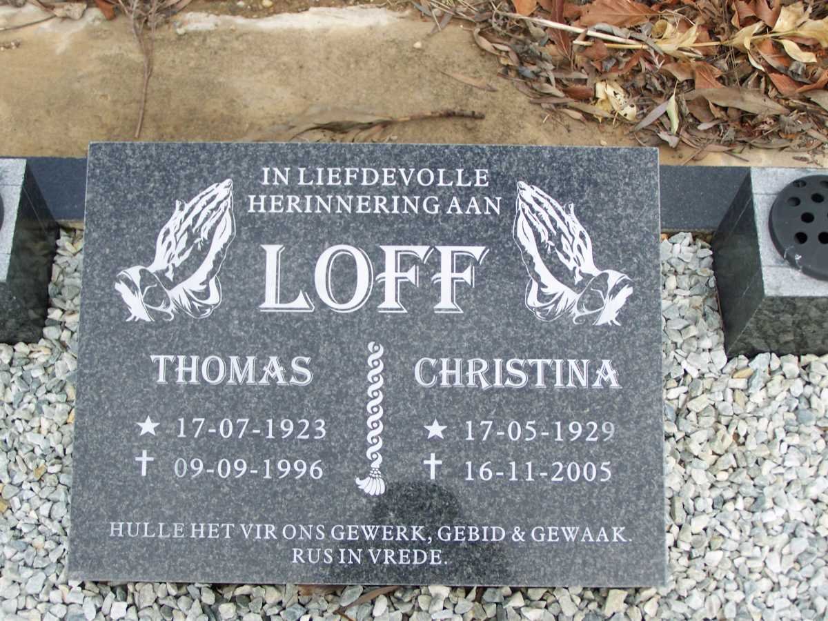 LOFF Thomas 1923-1996 &amp; Christina 1929-2005