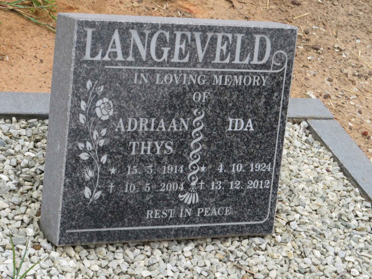 LANGEVELD Adriaan Thys 1914-2004 & Ida 1924-2012