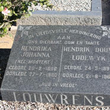 LOUWRENS Hendrik Douw Lodewyk 1895-1962 &amp; Hendrika Johanna MOSTERT 1896-1960