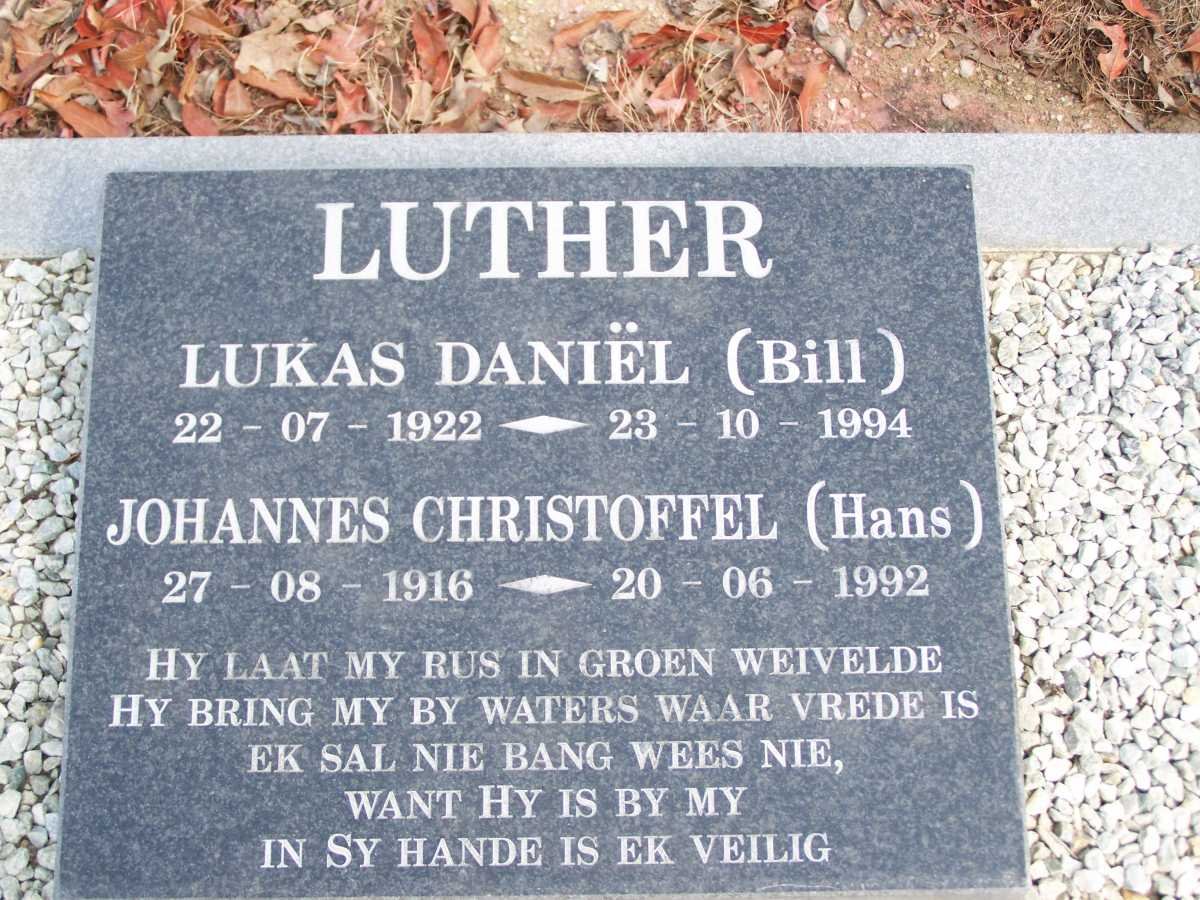 LUTHER Lukas Daniel 1922-1994 :: LUTHER Johannes Christoffel 1916-1992