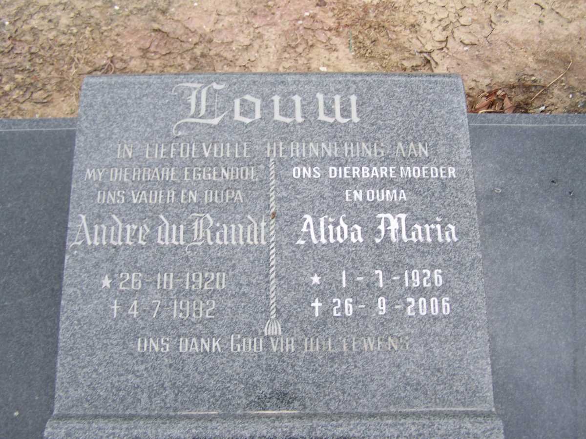 LOUW Andre du Randt 1920-1982 &amp; Alida Maria 1926-2006