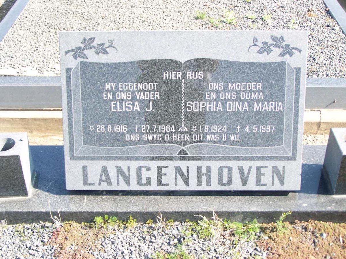 LANGENHOVEN Elisa J. 1916-1984 &amp; Sophia Dina Maria 1924-1997
