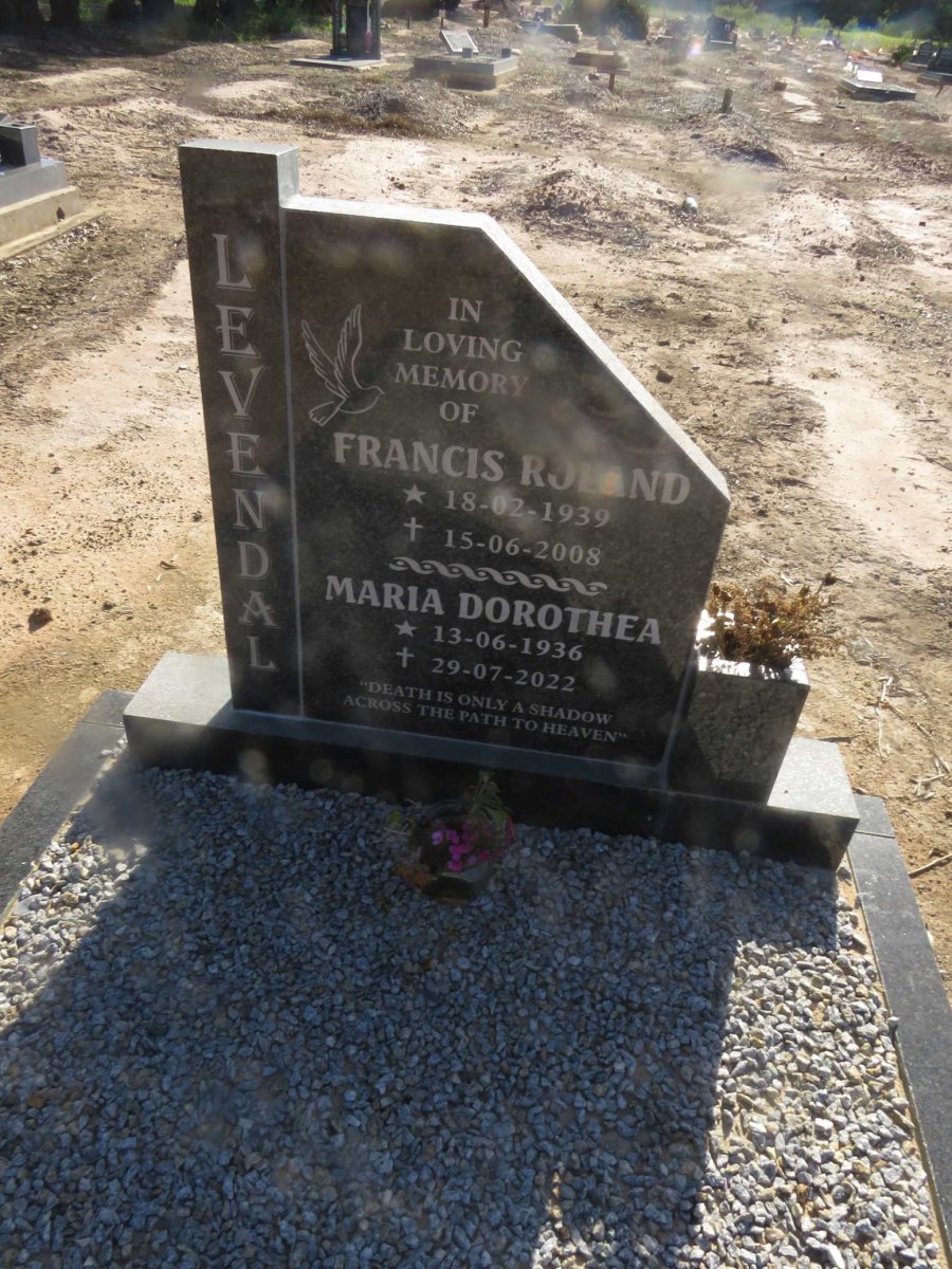 LEVENDAL Francis Roland 1939-2008 &amp; Maria Dorothea 1936-2022