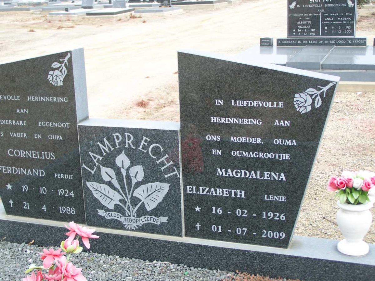 LAMPRECHT Cornelius Ferdinand 1924-1988 &amp; Magdalena Elizabeth 1926-2009